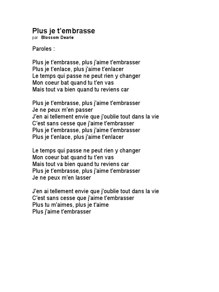 Plus je t’embrasse Blossom Dearie