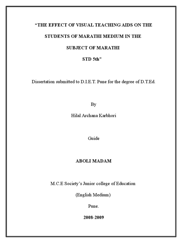 The Effect of Visual Teaching Aids On The Students of Marathi Medium in