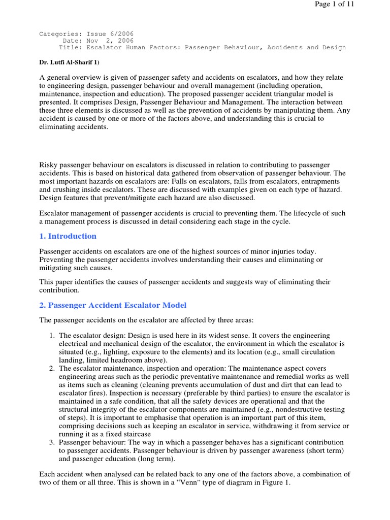 Escalator Safety Design And Passenger Behavior Pdf Escalator