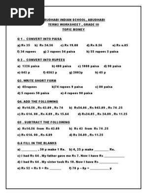grade 3 money pdf