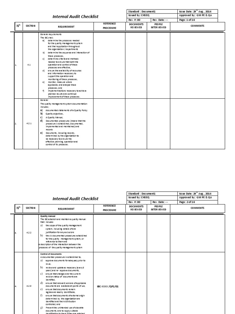 ISO 9001:2008 Audit Checklist | PDF | Verification And Validation ...