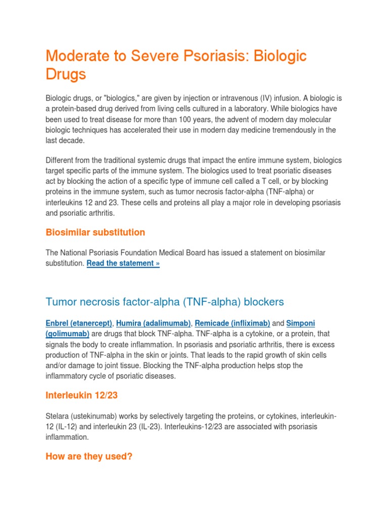 Biologic Drugs For Psoriasis