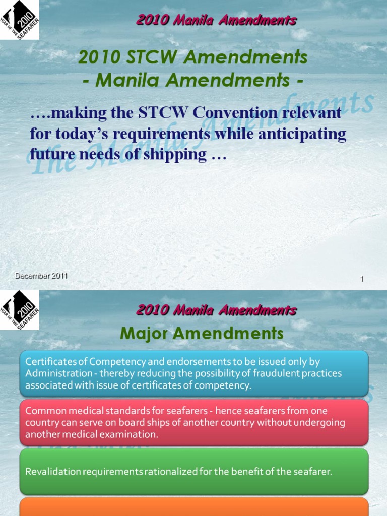 Presentatie STCW Manila Amendments - tcm334-328046 | PDF