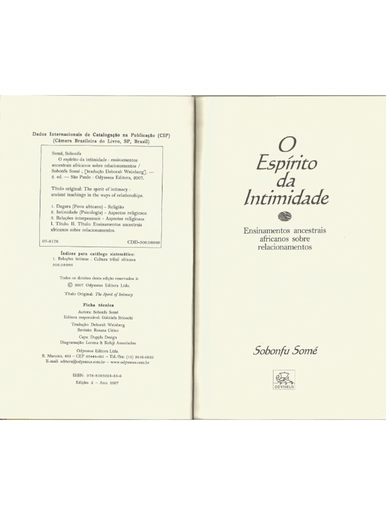 O Espírito Da Intimidade - Sobonfu Somé | PDF