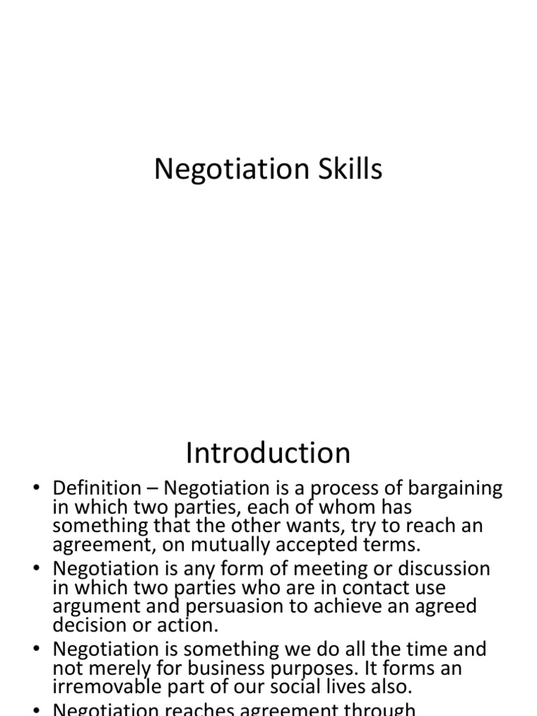 Introduction to Negotiation Skills | PDF | Negotiation | Communication