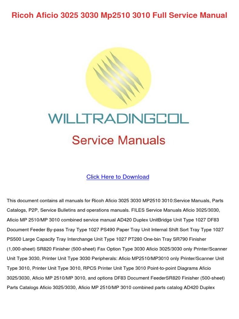Ricoh Aficio 3025/3030 Service Manual | PDF | Computers | Technology ...
