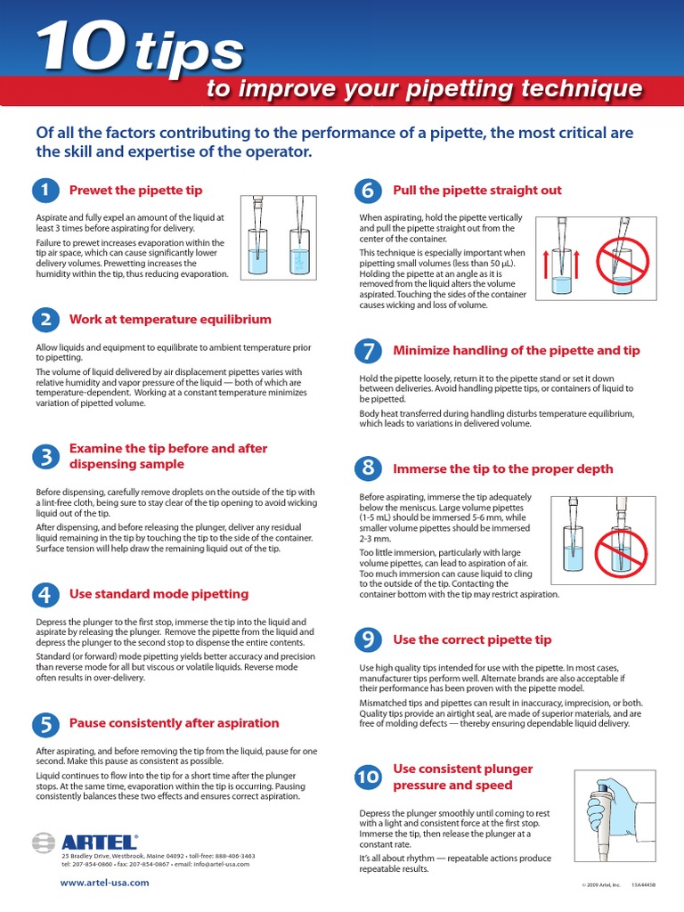 10 Tips To Improve Your Pipetting Technique PDF Evaporation Liquids