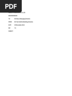 Quality Producers (PVT) LTD Memorandum TO MR Moyo (Managing Director) FROM MR Tom Smith (Marketing Director) DATE 03 November 2012 Ref T.S Subject