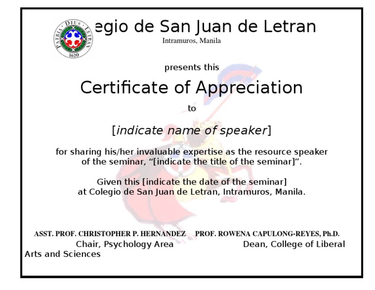 Certificate Speaker Template