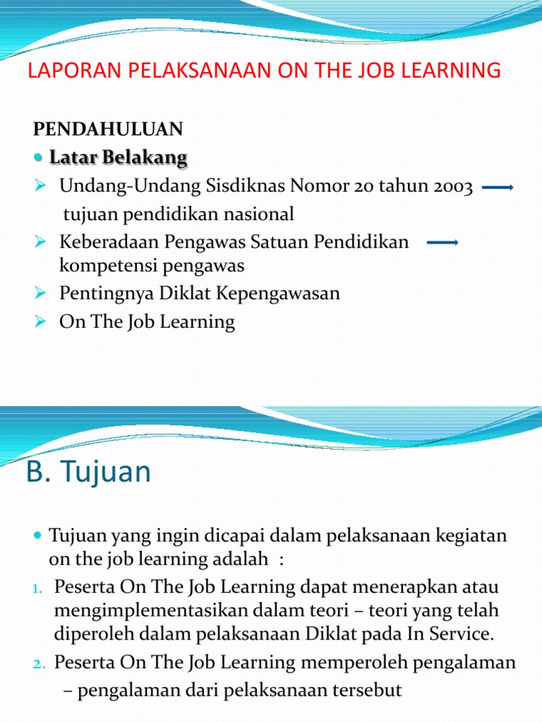 Power Point Presentasi Laporan Ojl Calon Kepala Sekolah Seputar Laporan