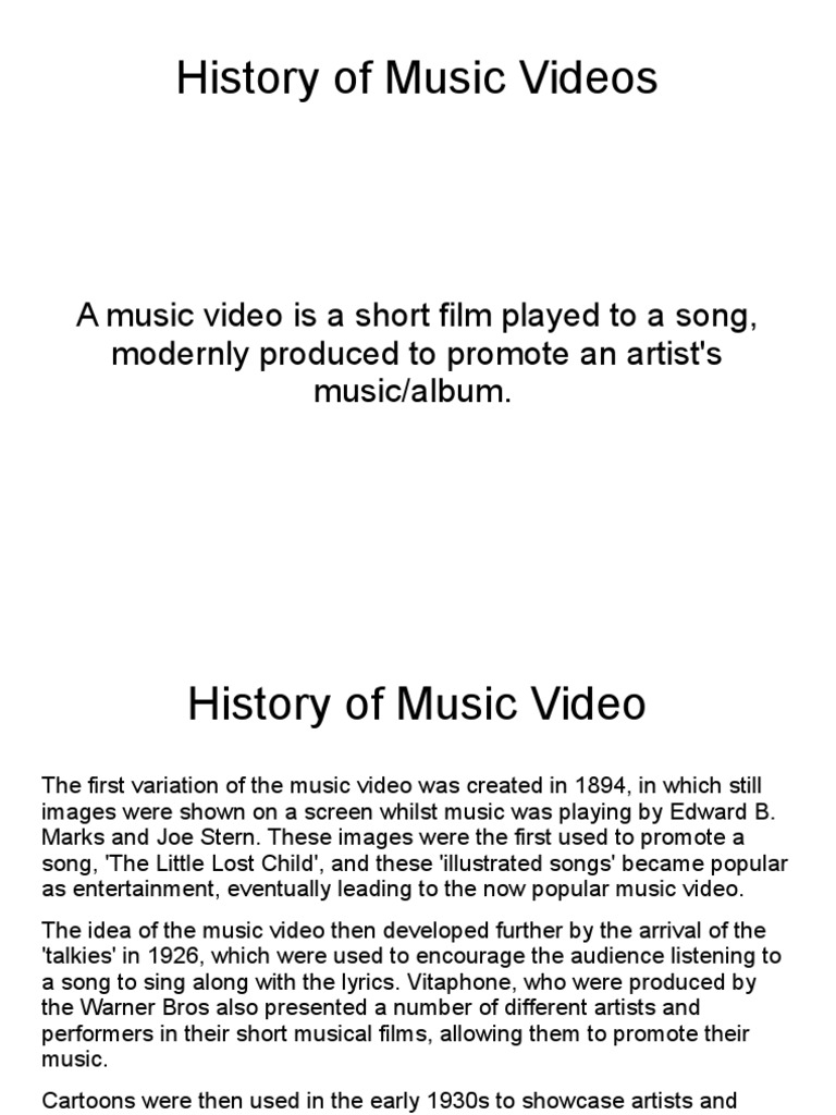 History of Music Videos PDF You Tube Entertainment