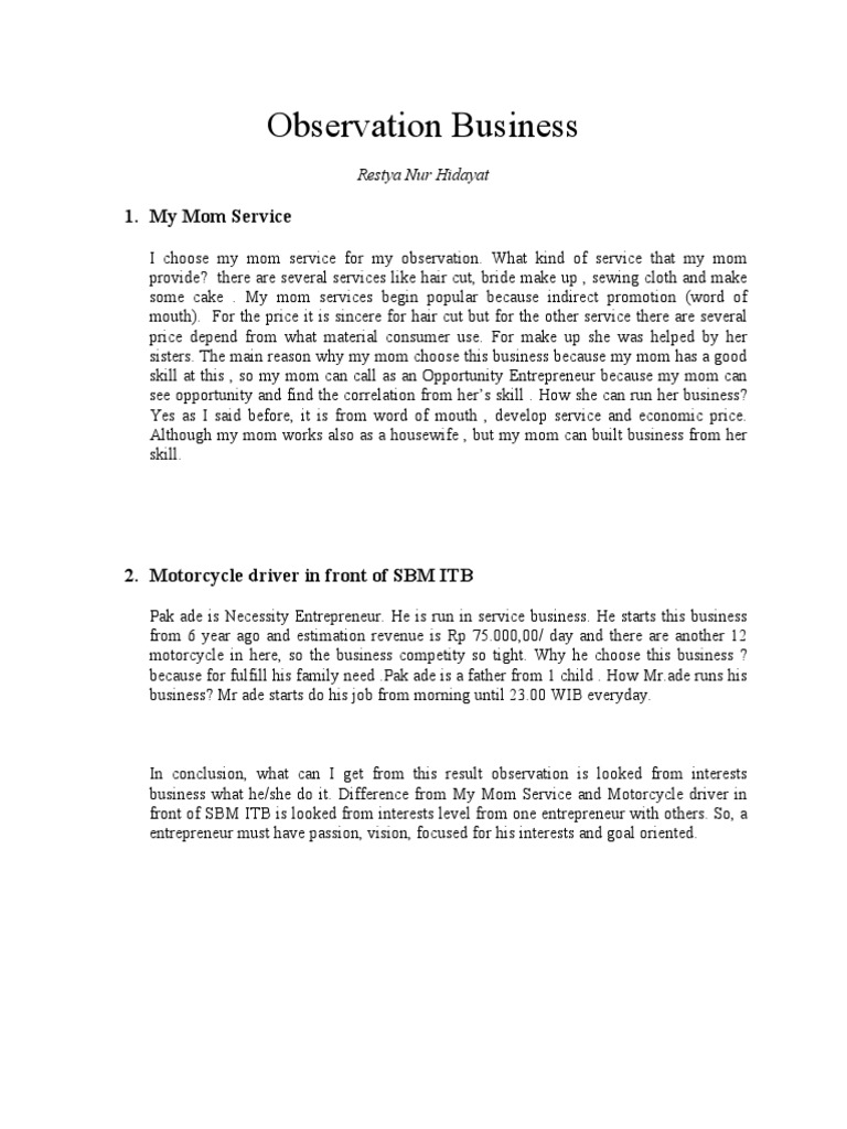 Observing Local Entrepreneurs: Insights | PDF | Business | Finance ...
