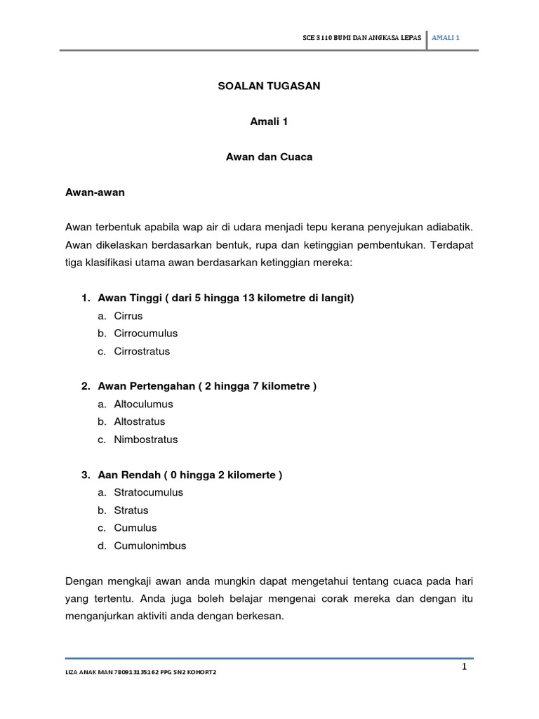 Amali Sce 3110 Pembentukan Awan Pdf