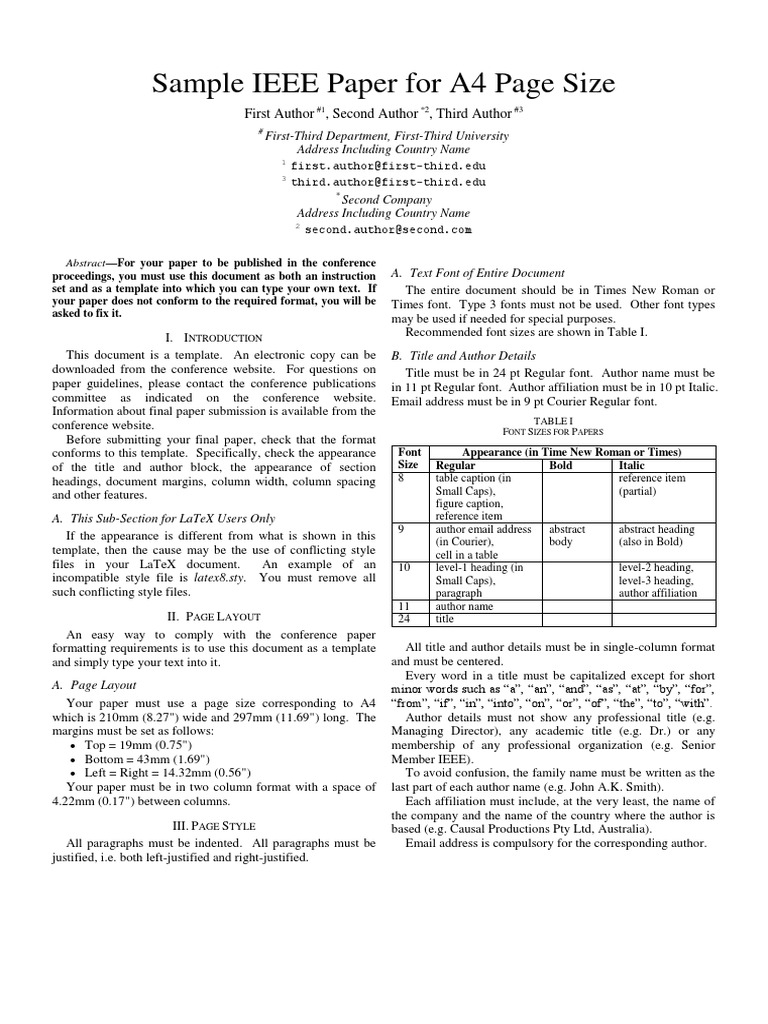 Sample Ieee Paper For A4 Page Size First Author Second Author Third Author Text Graphic Design