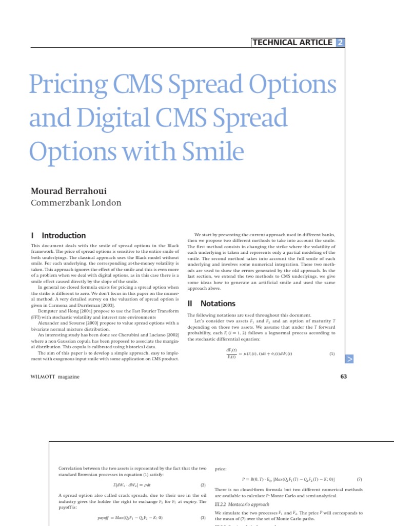 Pricing CMS Spread Options with Smile | PDF