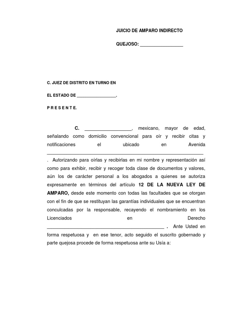 Demanda de Amparo Indirecto en México | PDF