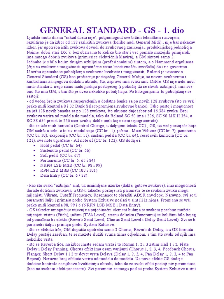General Standard GS: Zvukovne Mogućnosti | PDF