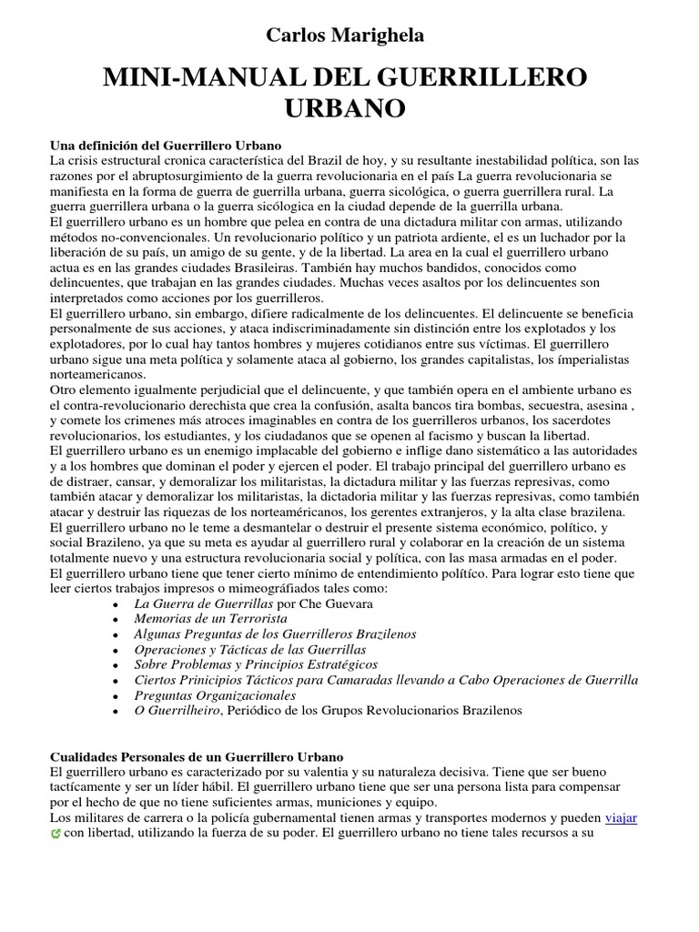 Mini Manual de Guerrilla Urbana PDF Guerra de guerrillas Munición