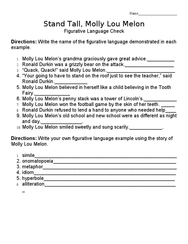 Figurative Language With Molly Lou Melon PDF