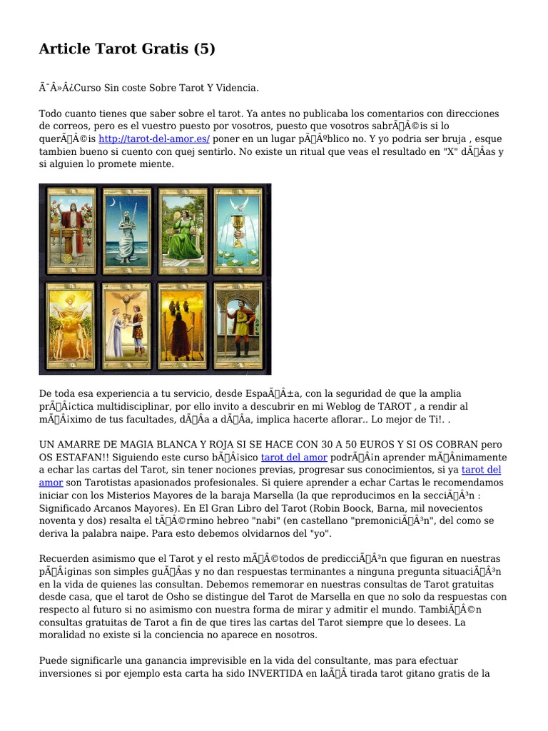 Article Tarot Gratis | PDF | Tarot | Jugando a las cartas
