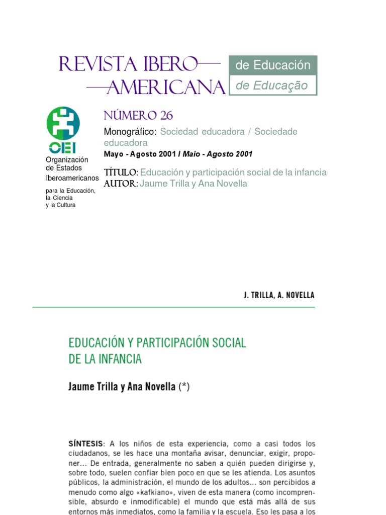 TRILLA Educación y Participación Social de La Infancia | PDF ...