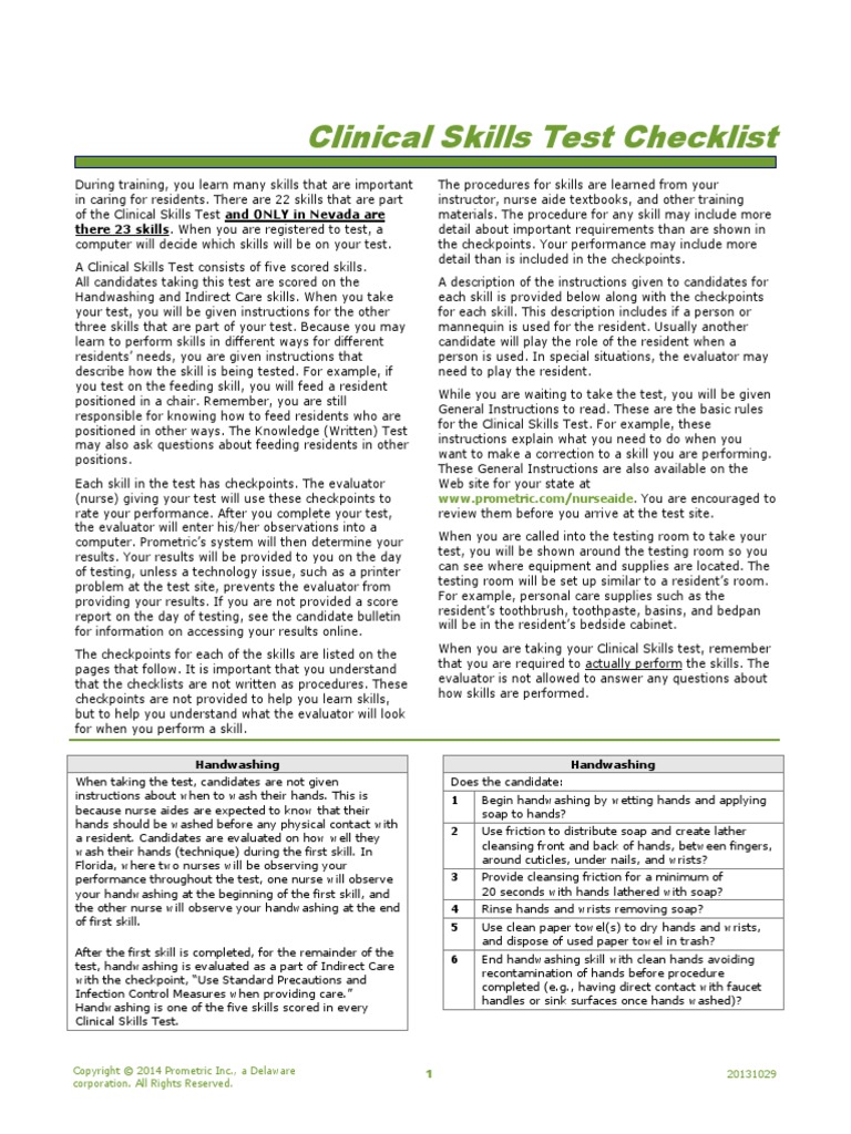 Na Clinical Skills Checklist | PDF | Anatomical Terms Of Motion | Hand ...
