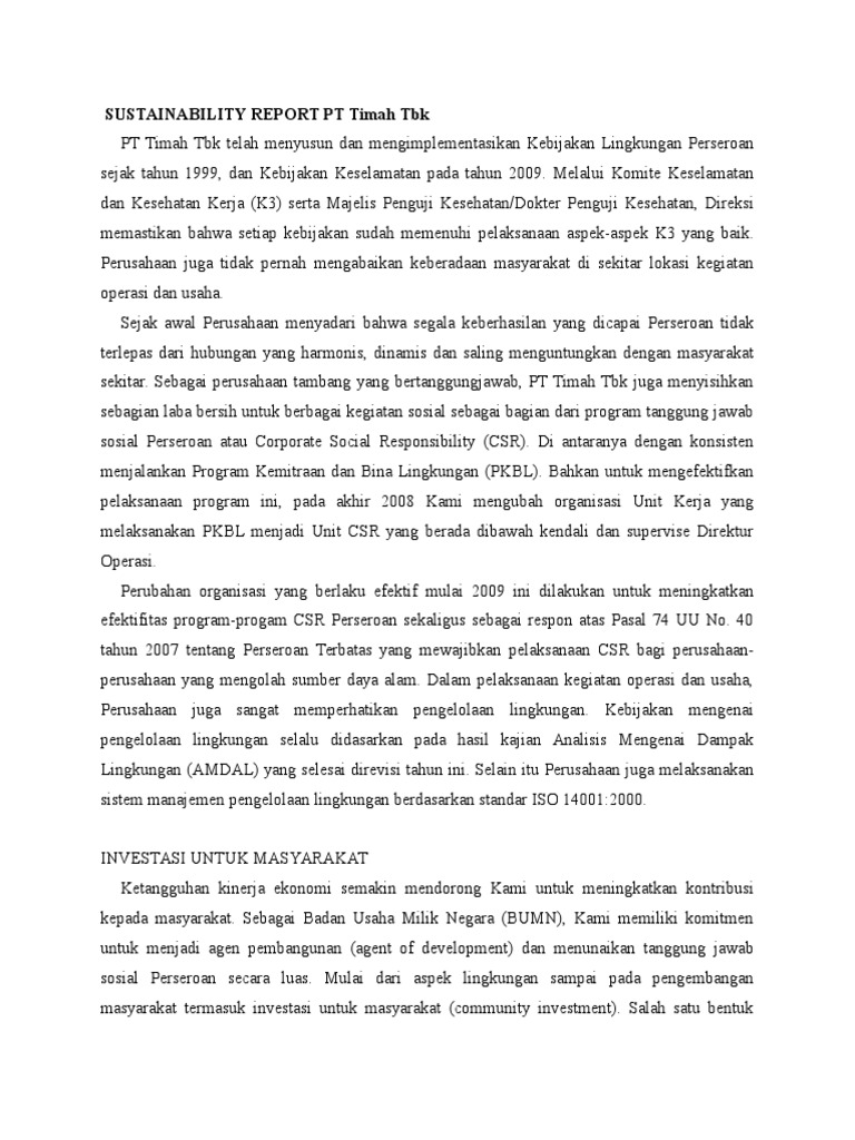 Sustainability Report PT Timah TBK