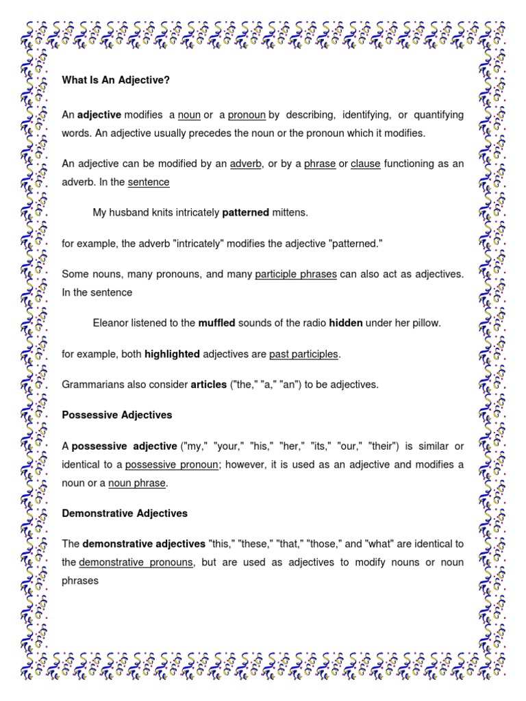 Grammar Basics: Understanding Adjectives | PDF