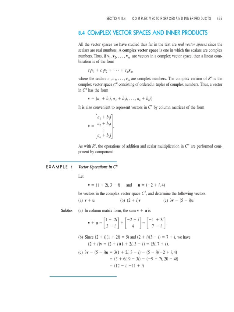 Complex Inner Products | PDF | Matrix (Mathematics) | Basis (Linear ...