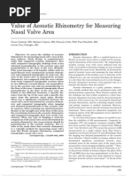 Value of Acoustic Rhinometry For Measuring Nasal Valve Area