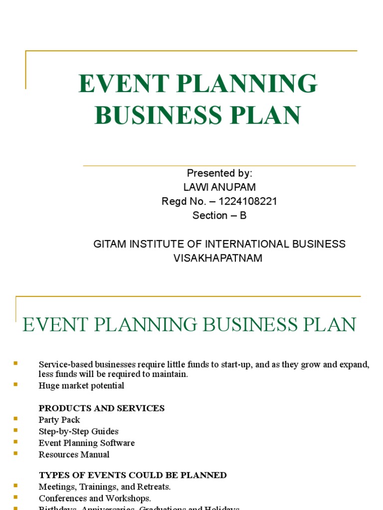 business plan for a party