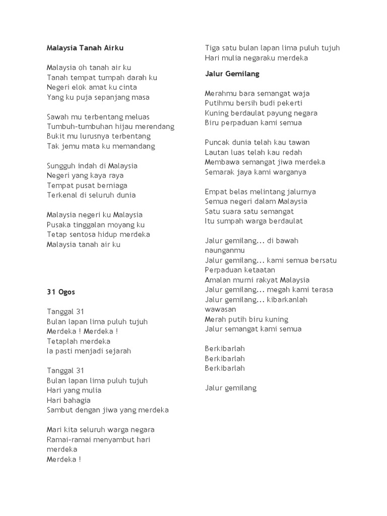 Lirik Lagu Lagu Merdeka 2013 Pdf