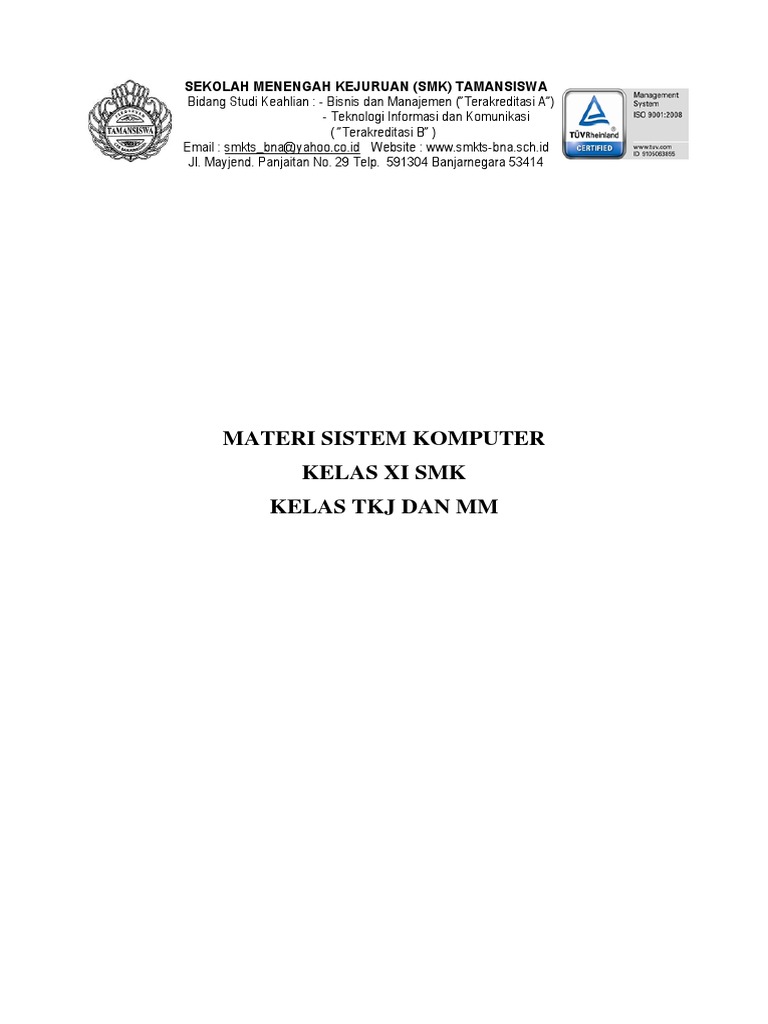Materi Sistem Komputer Kelas Xi Mm &amp; Tkj