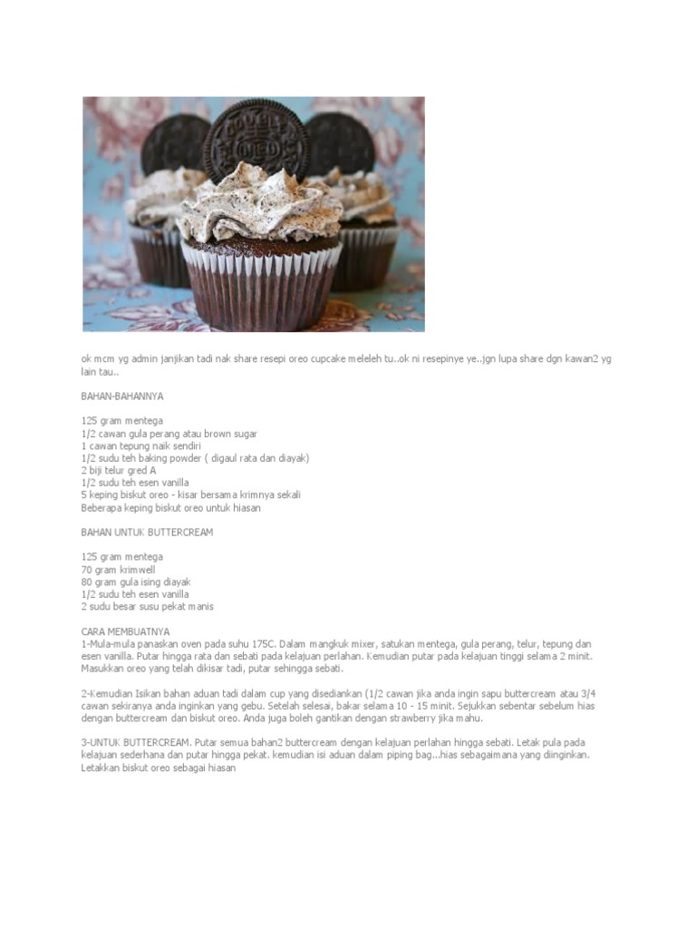 Resepi Oreo Cupcake Meleleh Pdf