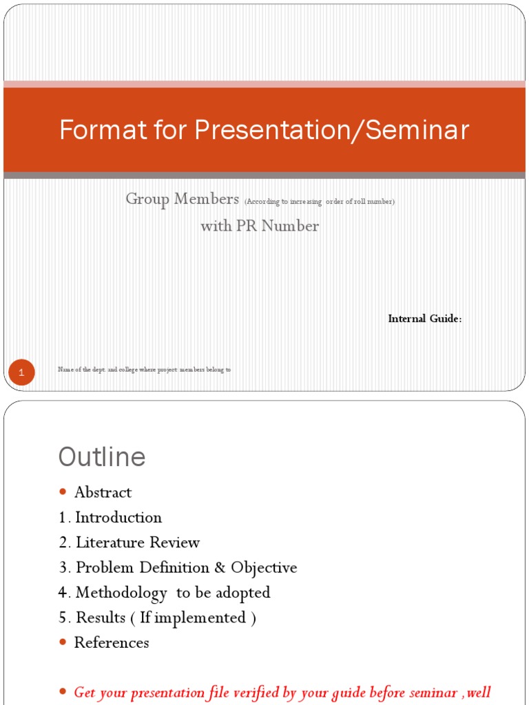 contents of seminar presentation