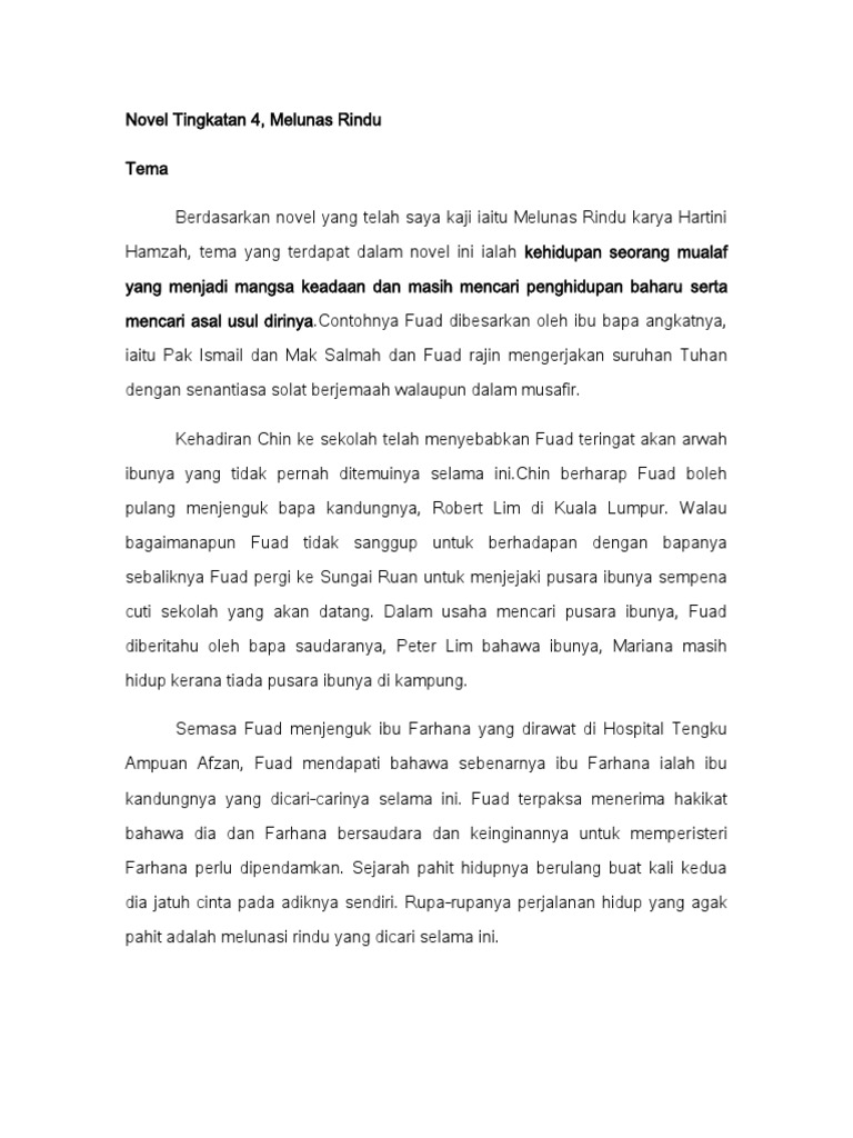 Contoh Novel Tingkatan 4