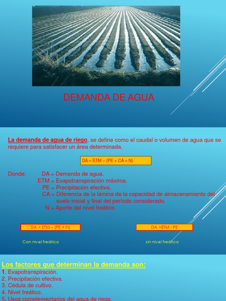 Demanda de Agua para Riego Agrícola | PDF | Evapotranspiración | Riego