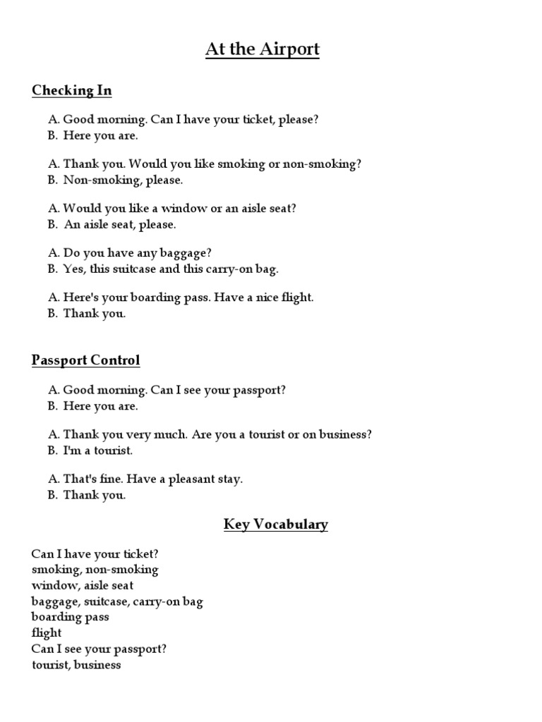 Dialogue At The Airport Pdf