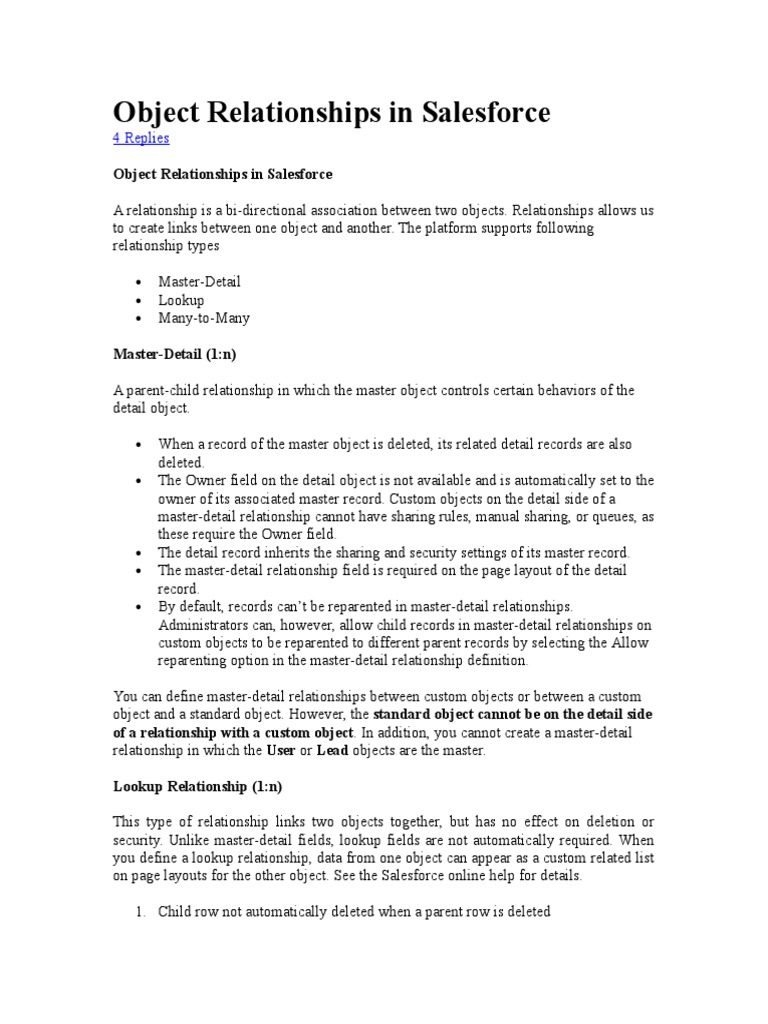 Salesforce Object Relationships Explained | PDF | Salesforce.Com ...