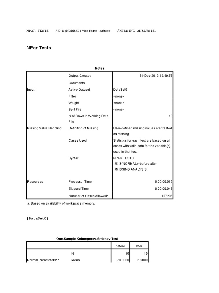 NPAR and T-Test Analysis Results | PDF | Teaching Methods & Materials