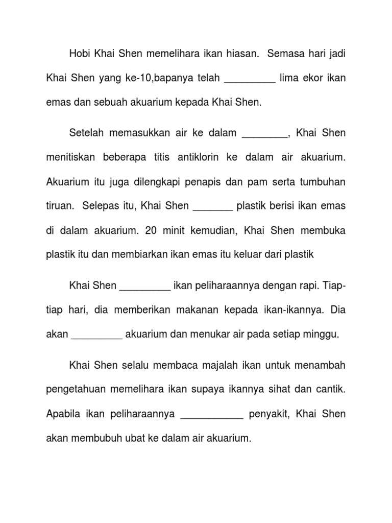 Hobi Saya Karangan Pendek