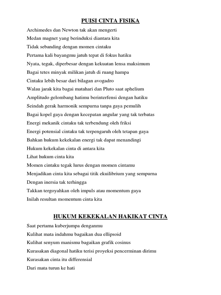 Kumpulan Puisi Fisika