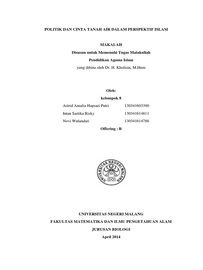 Politik Dan Cinta Tanah Air 1