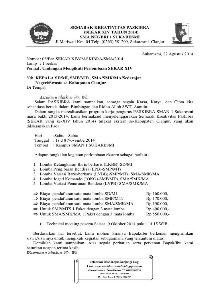 Contoh Surat Undangan Latihan Gabungan Paskibra Berbagi