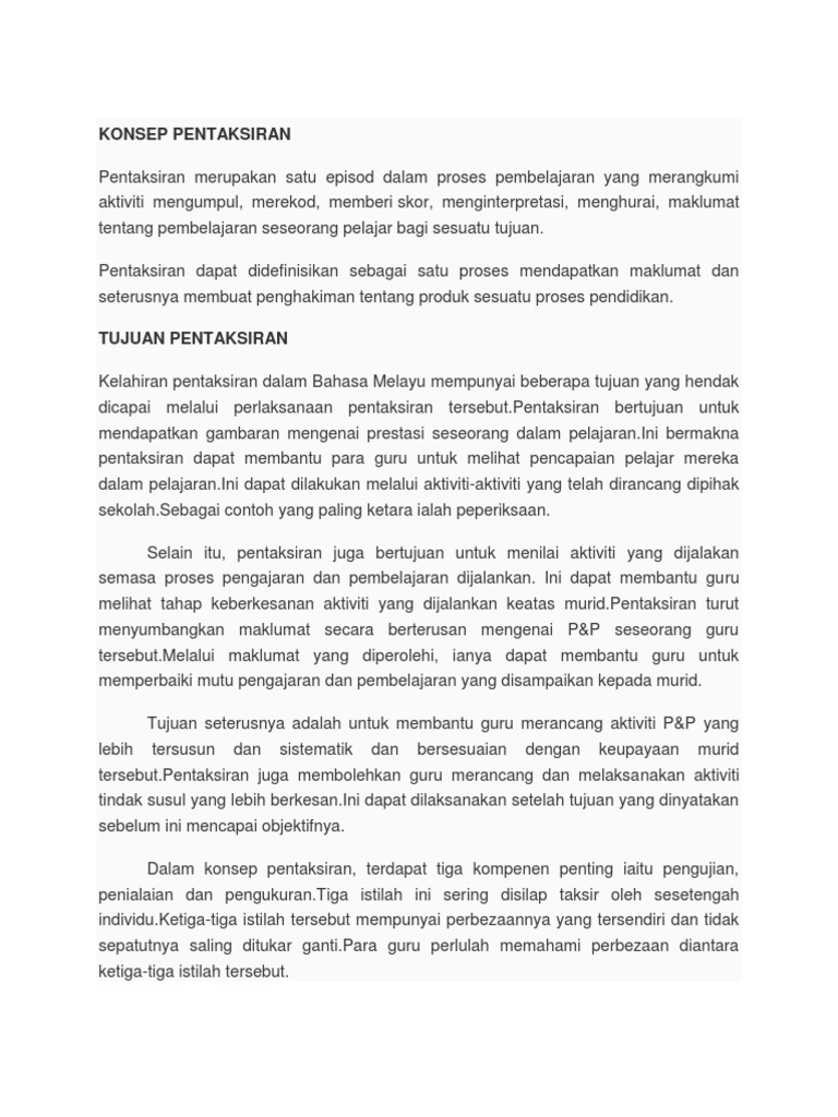 Konsep Pentaksiran Pdf