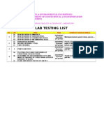 Lab Testing List: Faculty of Civil & Environmental Engineering Department of Geotechnical & Transportation Engineering