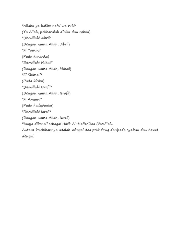 Allahu Ya Hafizu Nafsi Wa Ruhi Pdf