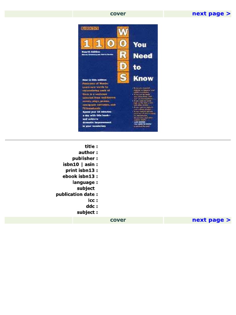 1100 Words You Need To Know | PDF