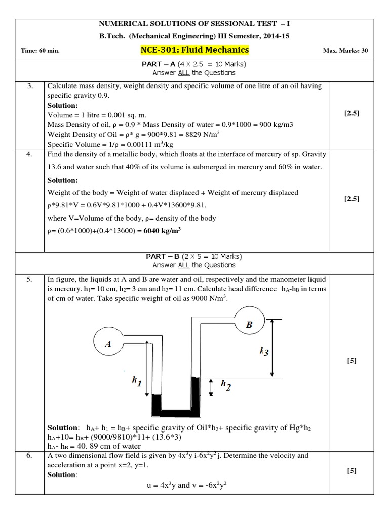 00 Sessional Test Format | PDF | Density | Weight