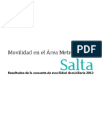 Movilidad en El Área Metropolitana Salta: Resultados de La Encuesta de Movilidad Domiciliaria 2012